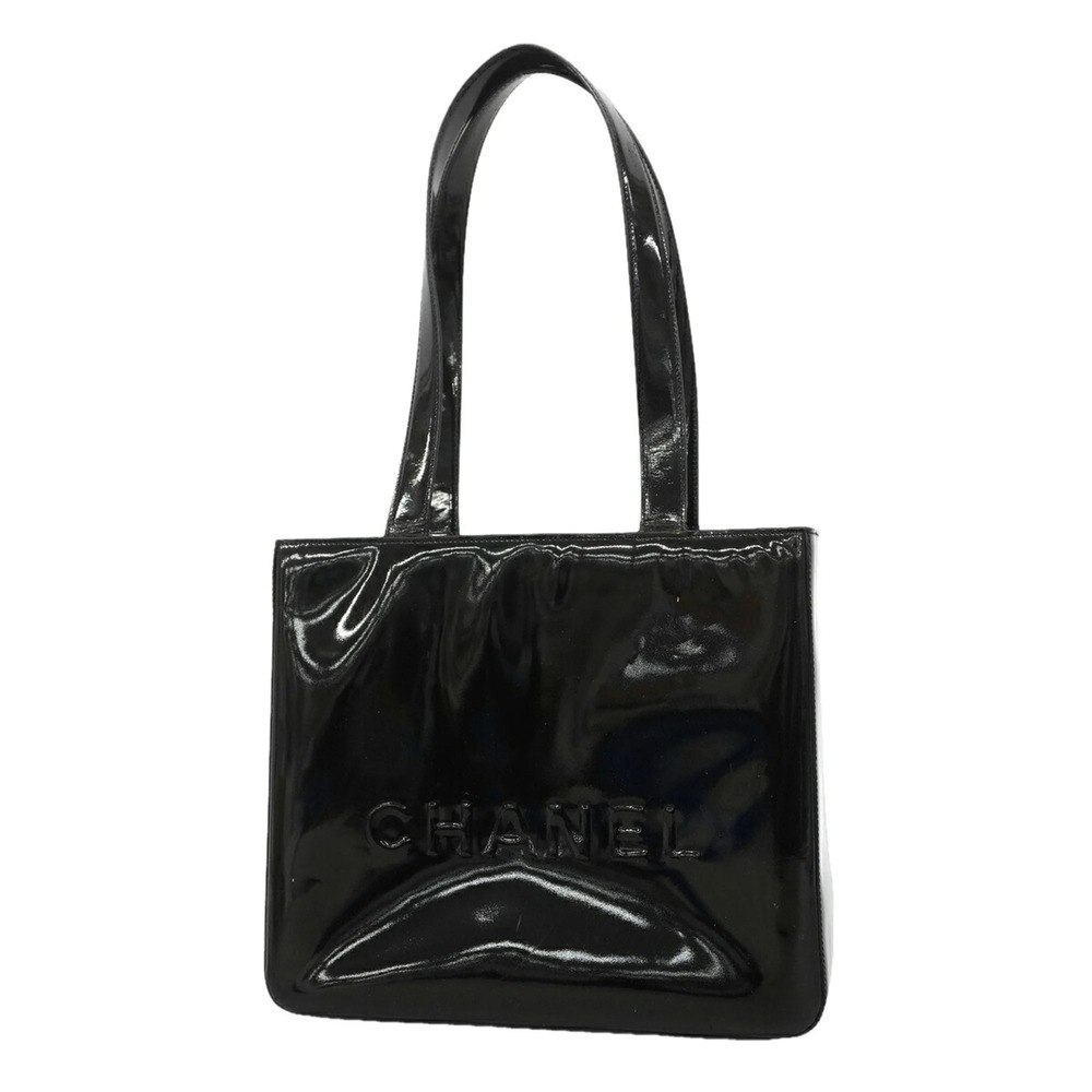 Chanel tote bag, patent leather, black, women's.